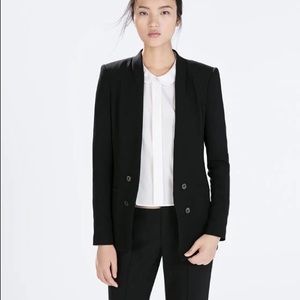 Zara Side point mixed fabric blazer black- brand new with tags never worn